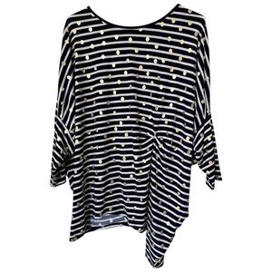 Frank Lyman Navy Metallic Dot Top - Size 10